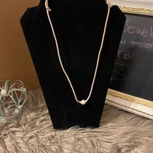 Fabric and Pearl Charm Necklace